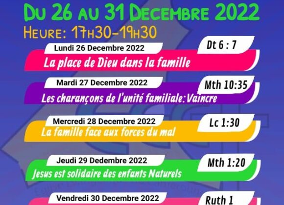 SEMAINE D’EDIFICATION DE FIN D’ANNEE